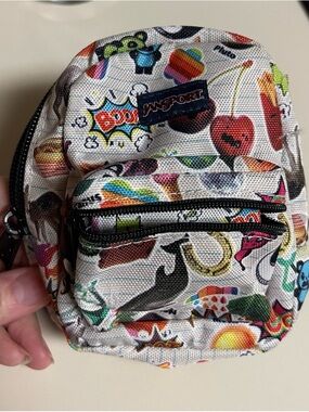 Jansport Mini Backpack with Multicolor Emoji Print
